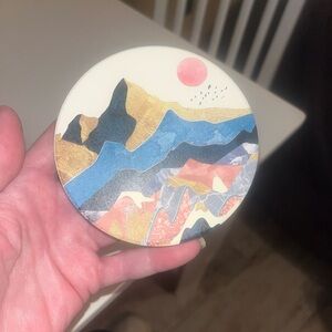 Lahome Mountain Range Coasters - Round -Ceramic Stone - Cork Base